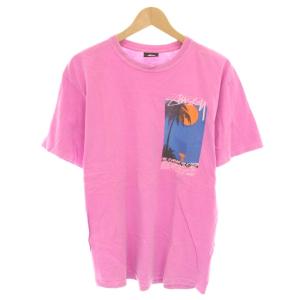 ステューシー STUSSY メイドインカリフォルニア Made in California Tシャツ カットソー クルーネック 半袖 プリント M ピンク メンズ