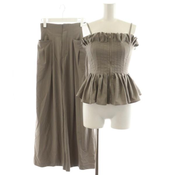 スナイデル SNIDEL 24AW セットアップ タックペプラムベアTOPS タックストレートパンツ...