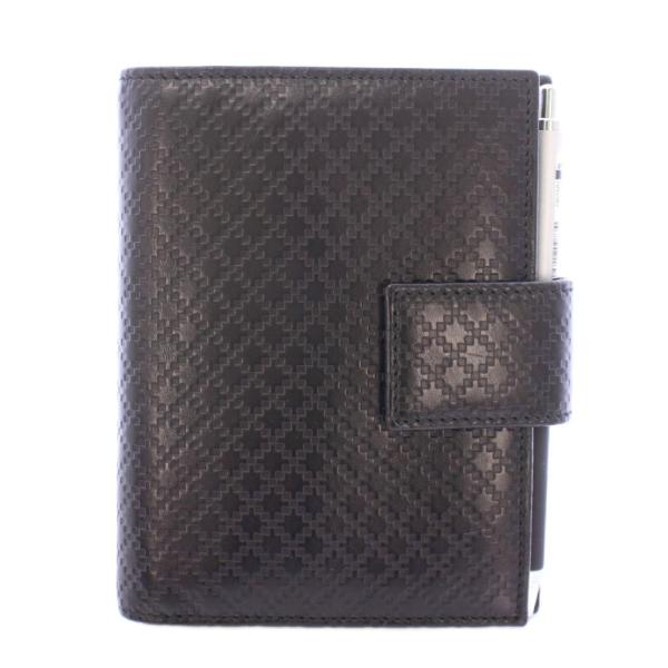 グッチ GUCCI ディアマンテ メモ帳 手帳 二つ折り 筆記用具 レザー ボールペン付き 黒 ブラ...