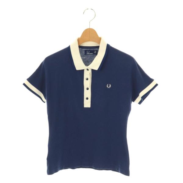 フレッドペリー FRED PERRY ポロシャツ 半袖 USA6 ネイビー ホワイト /ES レディ...