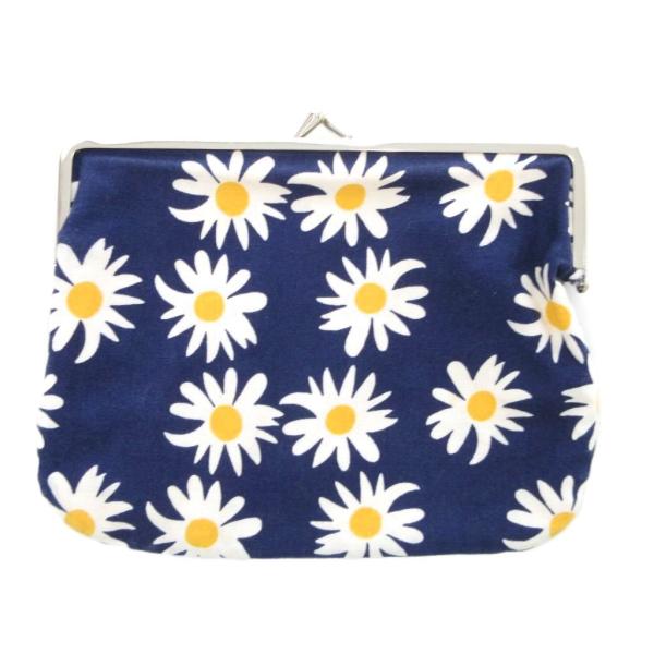 マリメッコ marimekko 美品 がま口ポーチ ミニ 花柄 紺 ネイビー /JS レディース