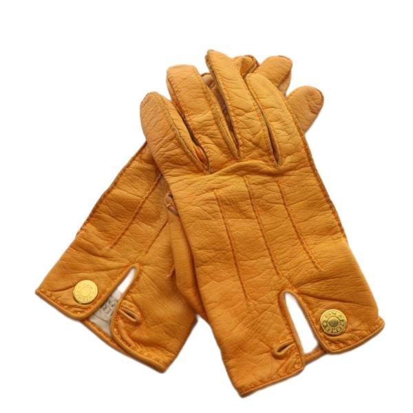 エルメス HERMES セリエ 手袋 レザー オレンジ /AN26 ■OH レディース