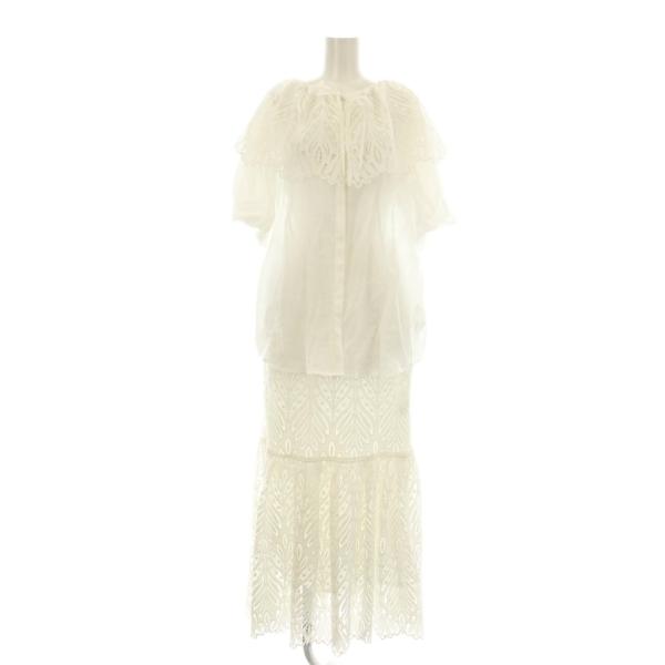 ラグナムーン セットアップ 上下 リーフレース ブラウス 五分袖 ロングスカート フレア マキシ F...