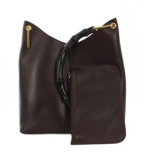グッチ GUCCI バンブー トートバッグ ハンドバッグ レザー ブラウン 001-2113-1880 /KH ■OH ●D レディース