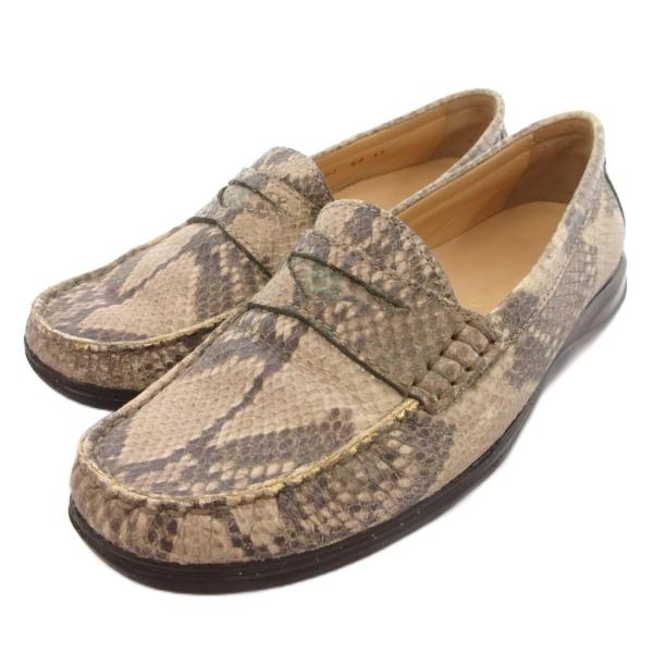 コールハーン COLE HAAN ローファー モカシン パイソン柄 型押し レザー 5.5 ベージュ...