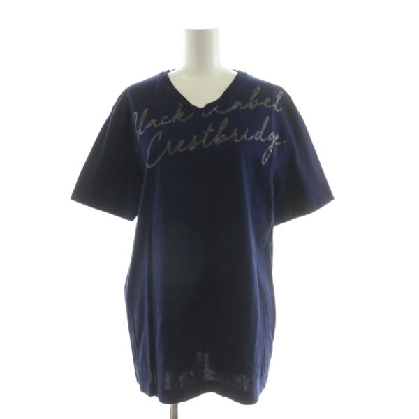 ブラックレーベルクレストブリッジ Tシャツ 半袖 プルオーバー プリント Vネック L ネイビー /...