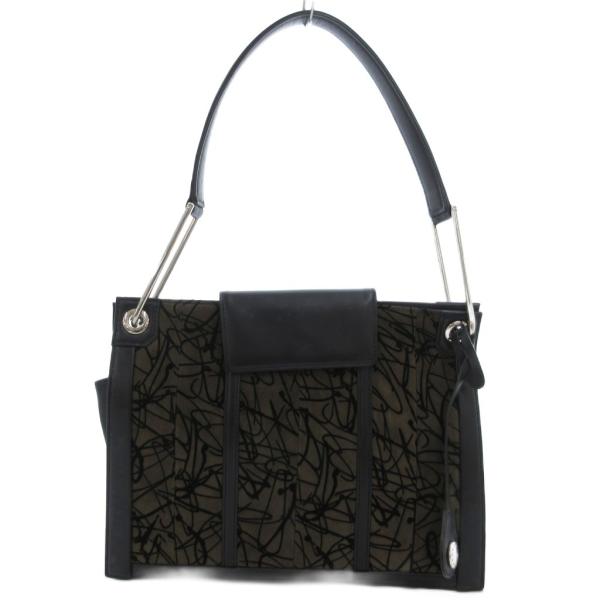 銀座かねまつ GINZA Kanematsu ハンドバッグ ワンハンドル ベロア レザー 黒 ブラッ...