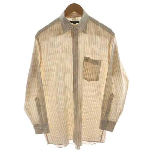 バーバリー ロンドン BURBERRY LONDON シャツ 長袖 ロゴ刺繍 ストライプ柄 L オレ...
