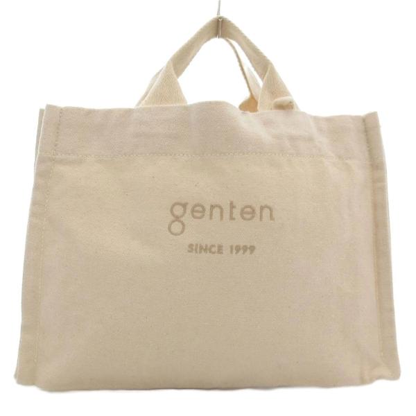 ゲンテン genten ミニハンドバッグ キャンバス ロゴ アイボリー /JS レディース