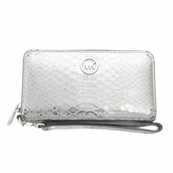 マイケルコース MICHAEL KORS 長財布 ウォレット クロコ型押し レザー シルバーカラー ...