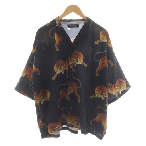 アンリラクシング Unrelaxing DESIGN 虎柄アロハシャツ 総柄開襟シャツ 半袖 ビッグ...