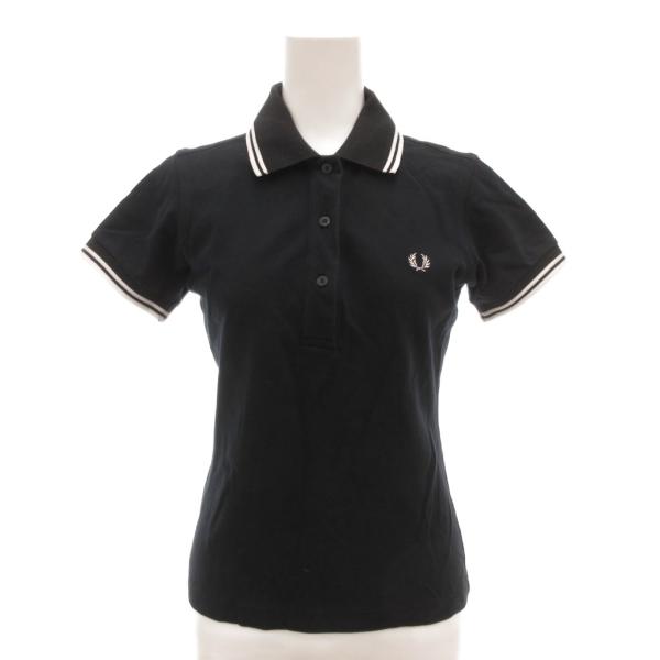 フレッドペリー FRED PERRY ポロシャツ 10 M 半袖 ロゴ 刺繍 鹿の子 黒 ブラック ...