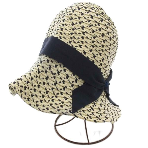 カテリーナベルティーニ caterinabertini クロッシェ 帽子 ハット 総柄 リボン 白 ...