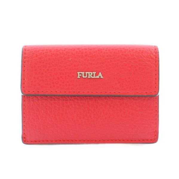 フルラ FURLA 三つ折り 財布 コンパクトウォレット レザー ロゴ 赤 レッド /KU レディー...
