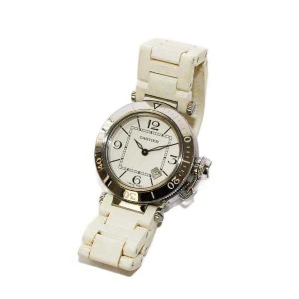 カルティエ Cartier パシャ シータイマー 33mm 腕時計 クオーツ シルバーカラー 白 W...