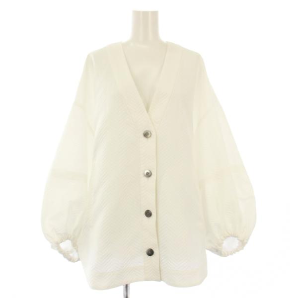 ル フィル LE PHIL ヘリンボーン ジャガードジャケット カーディガン 長袖 0 白 ホワイト...