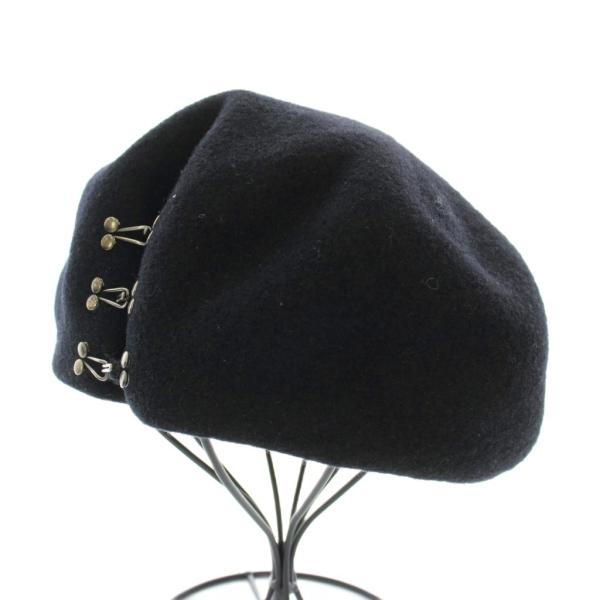 カシラ CA4LA ベレー帽 帽子 ホックデザイン ウール 黒 ブラック ZKN02127 /KU ...