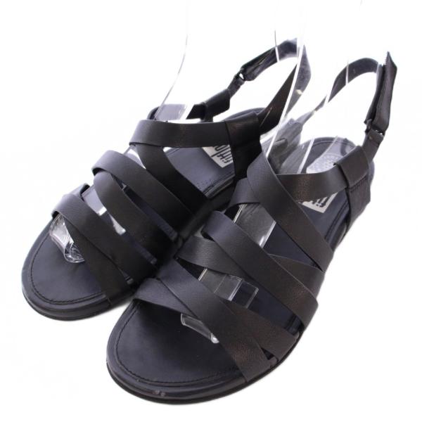 フィットフロップ fitflop ストラップサンダル ラウンドトゥ レザー ワンカラー 22.5cm...