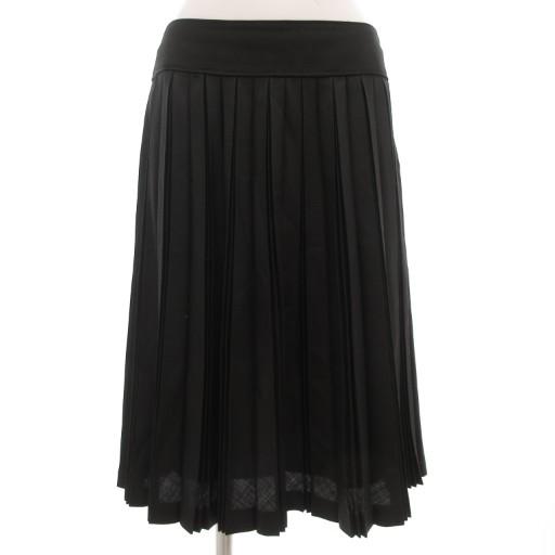 バーバリー ロンドン BURBERRY LONDON プリーツスカート フレア 40 ひざ丈 黒 ブ...
