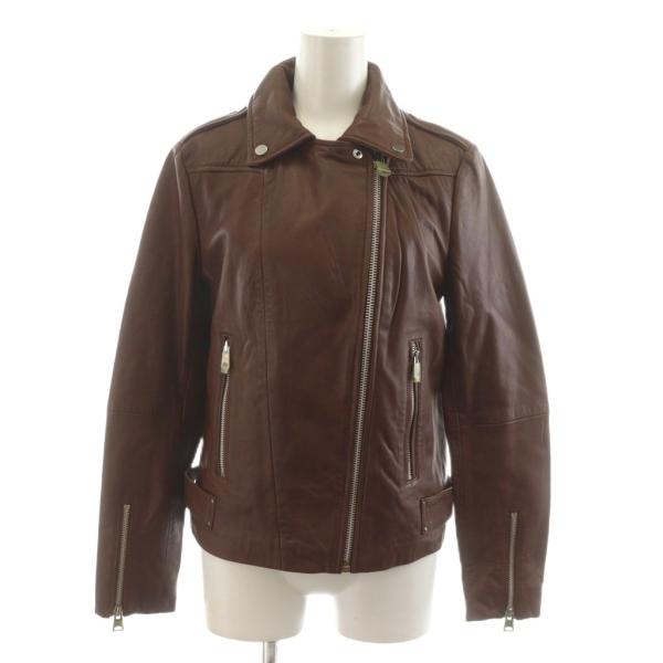未使用品 マンゴ MNG ライダースジャケット レザー S 茶 ブラウン 50575 /RR レディ...