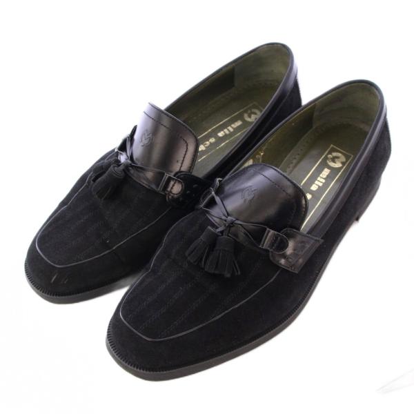 ミラショーン mila schon ローファー モカシン ローヒール スエード レザー 切替 タッセ...