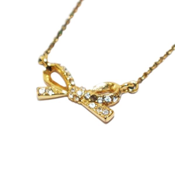 ケイトスペード KATE SPADE リボンネックレス ペンダント ビジュー ゴールドカラー /KH...