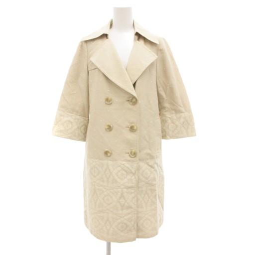 グレースクラス GRACE Class ロングコート ダブルブレスト ジャガード 総柄 36 ベージ...