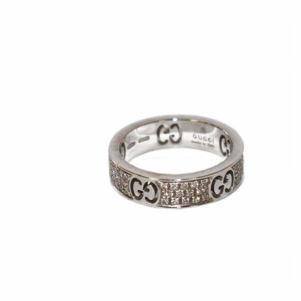 グッチ GUCCI ダイヤ アイコンスターダスト リング 指輪  K18WG 8号 ホワイトゴールド...