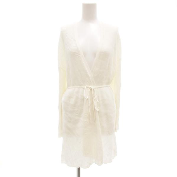 ジェラートピケ gelato pique シアー ガウン カーディガン リブニット リボンベルト 白...