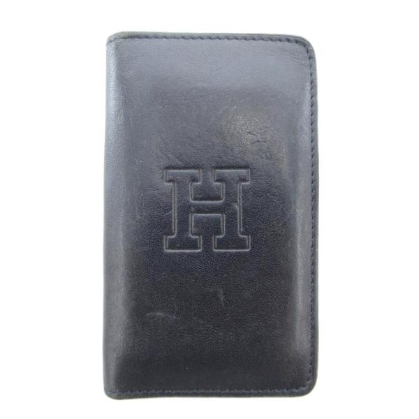 ヒロフ HIROFU カードケース レザー 二つ折り 黒 ブラック /UO レディース