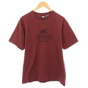 ステューシー STUSSY Tシャツ 半袖 クルーネック ロゴ プリント M 赤 レッド /BB メンズ