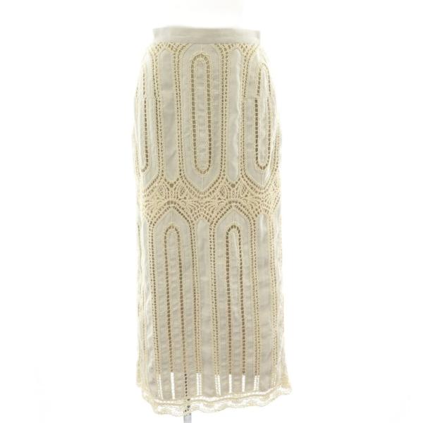 アメリヴィンテージ Ameri VINTAGE タイトスカート ロング 刺繍 レース M ベージュ ...