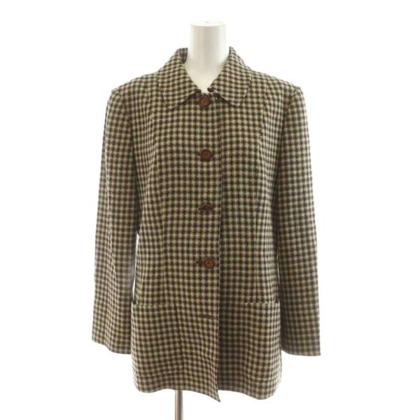 ジュンアシダ jun ashida ステンカラージャケット 11 ベージュ チェック柄 PT8301...