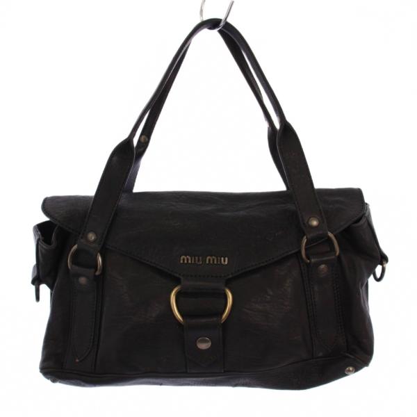 ミュウミュウ miumiu ヴィッテロルクスハンドバッグ レザー ブラック /BM ■OH レディー...