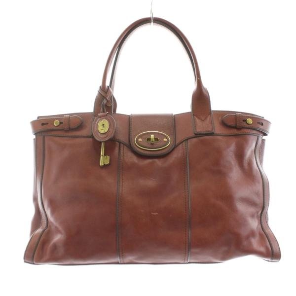 フォッシル FOSSIL トートバッグ ハンドバッグ レザー キーチャーム 茶 ブラウン /KU メ...