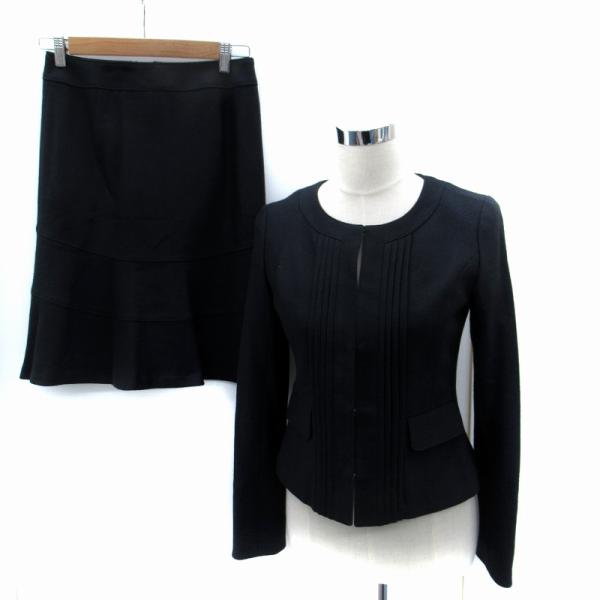 ミッシェルクラン フォーマルスーツ セットアップ 上下 ノーカラージャケット スカート ダイアゴナル...