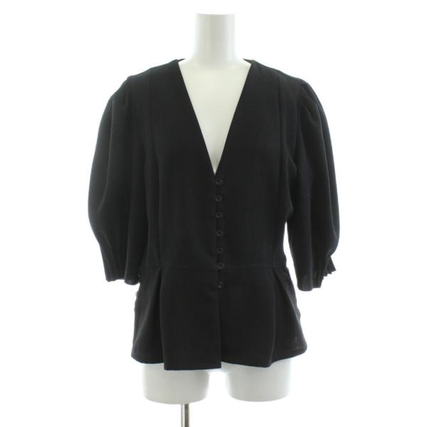 シーバイクロエ SEE BY CHLOE シャツ ブラウス 五分袖 Vネック 38 黒 ブラック C...