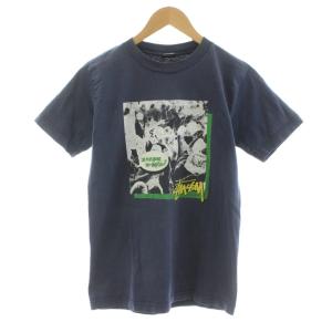 ステューシー STUSSY Tシャツ カットソー 半袖 クルーネック プリント S 紺 ネイビー /KU メンズ
