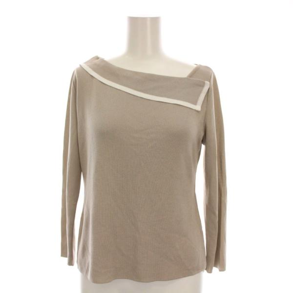 ルネ Rene ニット カットソー 七分袖 36 グレージュ アシンメトリーネック 6122240 ...