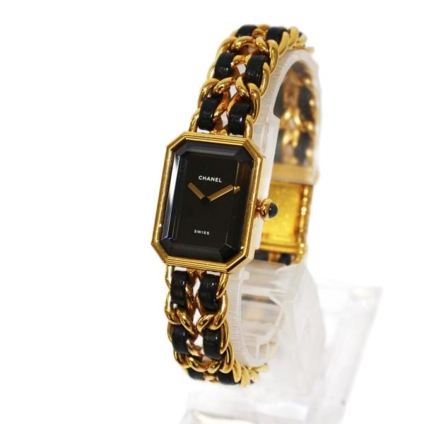 シャネル CHANEL プルミエールL 腕時計 クオーツ ゴールドカラー ブラック /KH ■OH ...