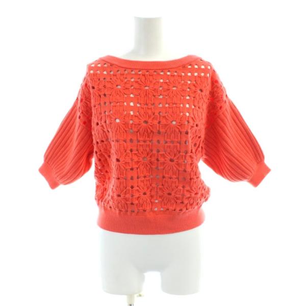 グレースコンチネンタル GRACE CONTINENTAL ニット 36 オレンジ 花柄 透かし編み...