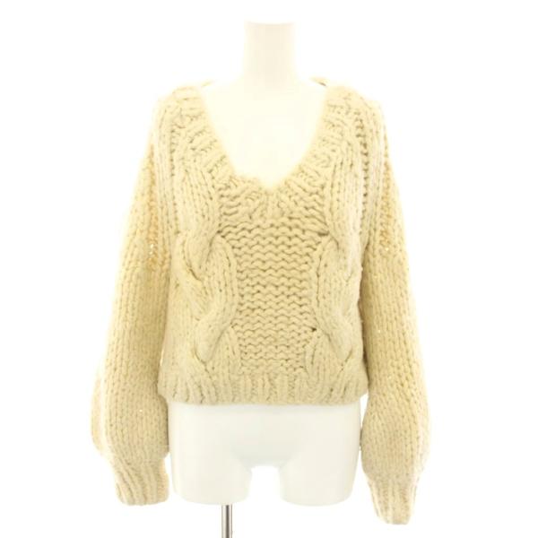アメリヴィンテージ Ameri VINTAGE ケーブルニット セーター Vネック 長袖 ベージュ ...
