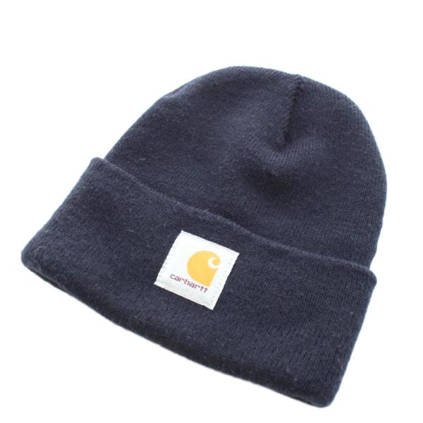 カーハート carhartt ニット帽 ニットキャップ ビーニー 帽子 ロゴ 紺 ネイビー /AN3...
