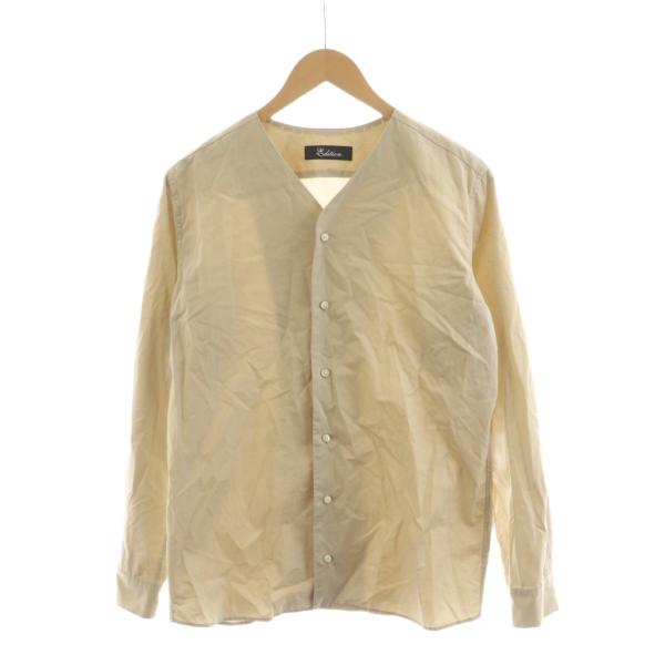 エディション Edition トゥモローランド ノーカラーシャツ 長袖 S ベージュ /RR メンズ