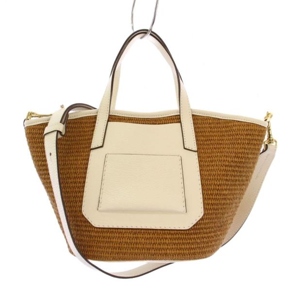 アナイ ANAYI かごバッグ ハンドバッグ ショルダーバッグ 2WAY 茶 白 /BM レディース