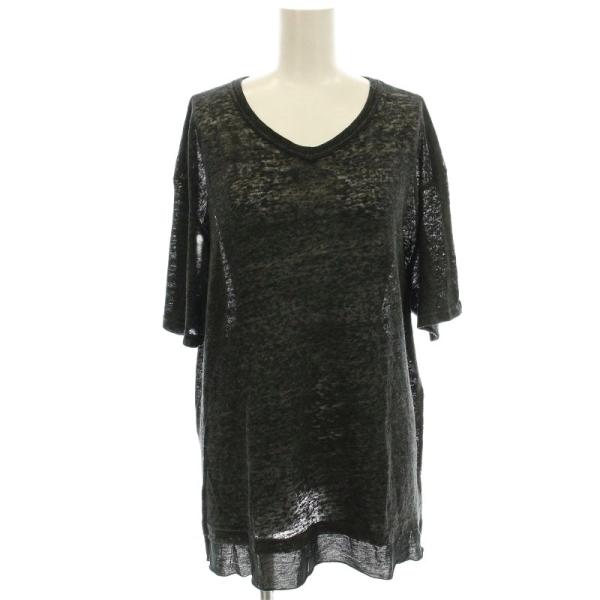 ワイズ Y's ヨウジヤマモト 半袖 ニット リネン混 Vネック カットソー Tシャツ 2 グレー ...