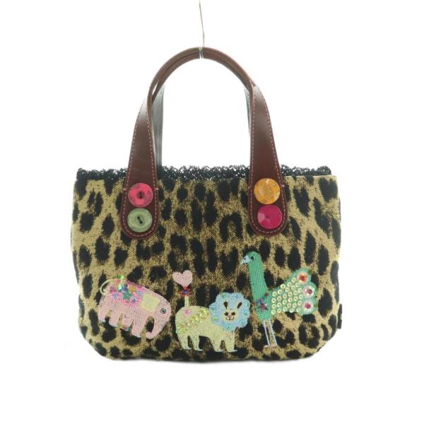 シンクビー! Think Bee スマイルライオンミニトート トートバッグ アニマル柄 ベージュ 黒...