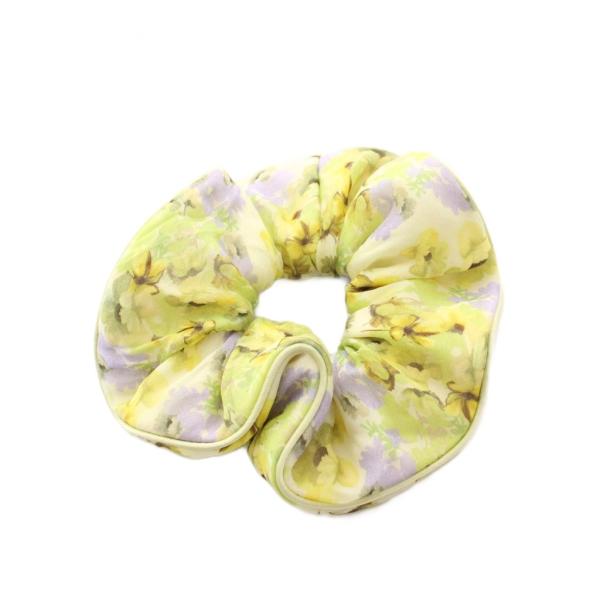 アレクサンドルドゥパリ Alexandre De Paris シュシュ ヘアゴム 花柄 緑 黄色 /...