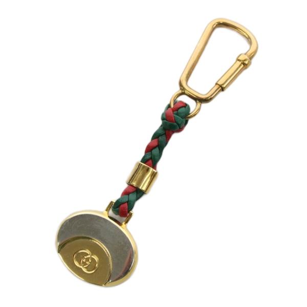 グッチ GUCCI GGロゴ シェリーライン キーホルダー チャーム ゴールド色 緑 グリーン 赤 ...
