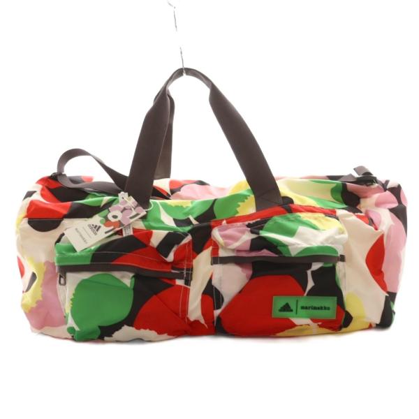 未使用品 アディダス ×マリメッコ ボストンバッグ ショルダーバッグ マルチカラー 白 ホワイト 緑...